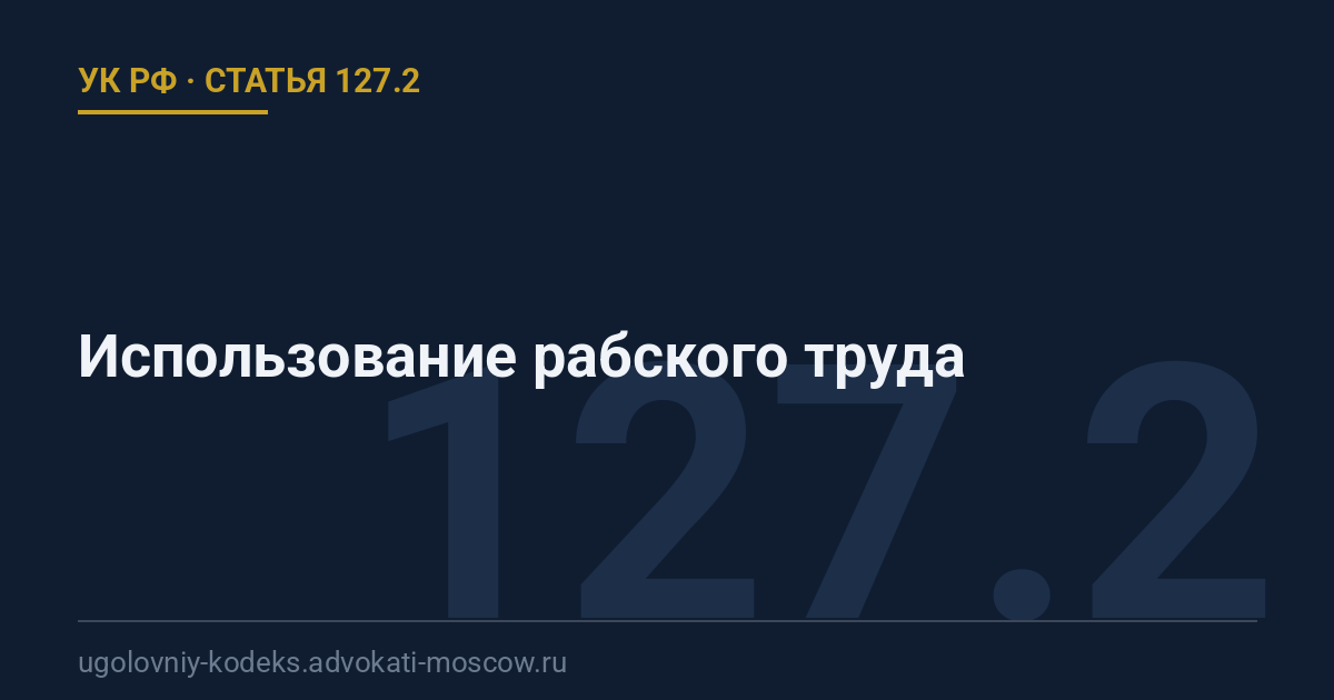 Статья 127.2 УК РФ: Использование рабского труда