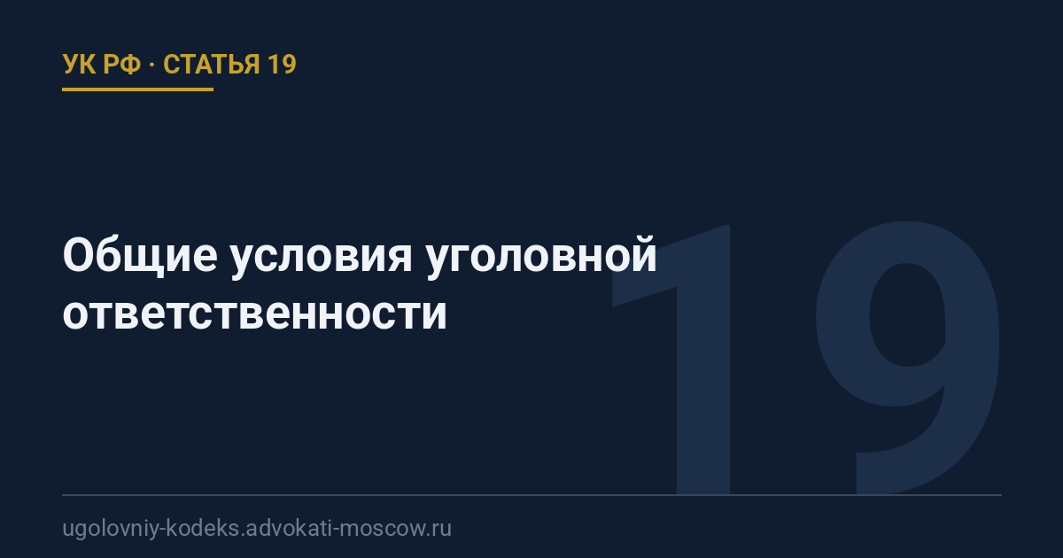 Статья 19 УК РФ: Общие условия уголовной ответственности