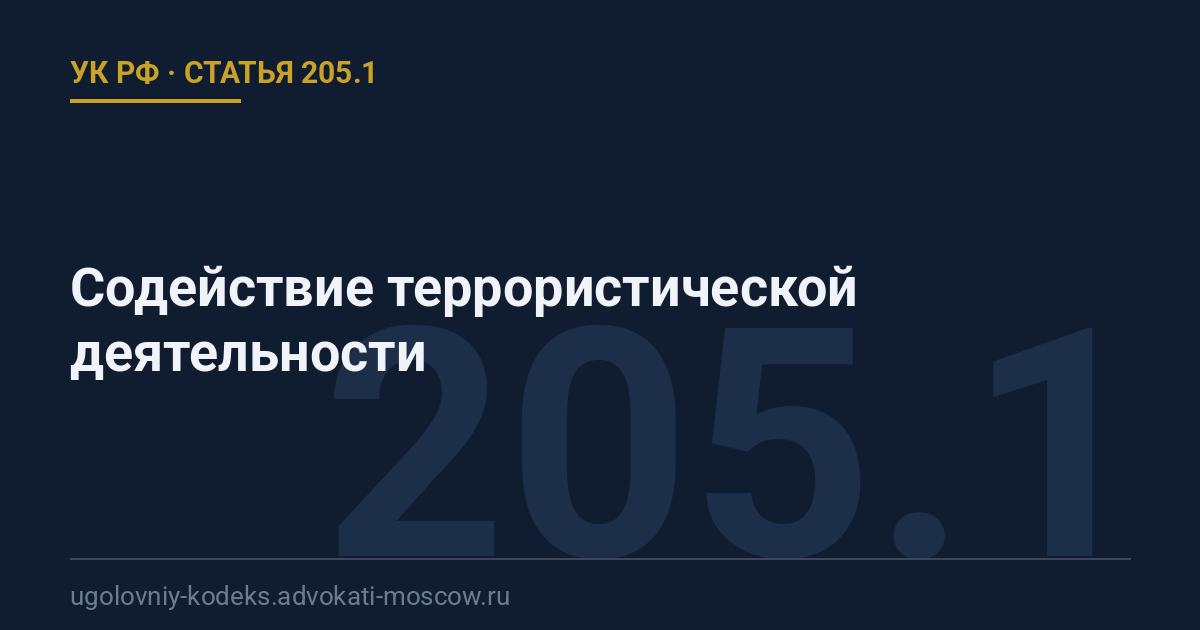 Статья 205.1 УК РФ: Содействие террористической деятельности
