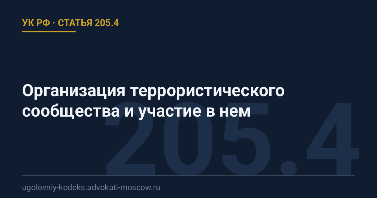 Статья 205.4 УК РФ: Организация террористического сообщества и участие в нем