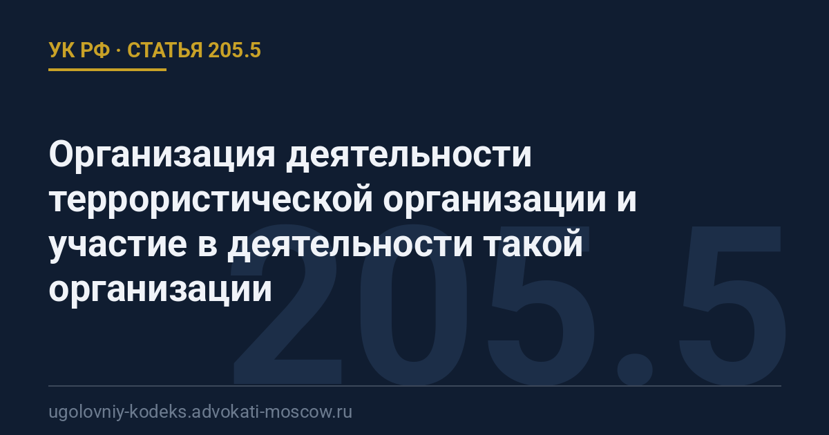 Статья 205.5 УК РФ: Организация деятельности террористической организации и участие в деятельности такой организации