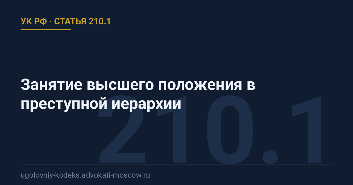 Статья 210.1 УК РФ: Занятие высшего положения в преступной иерархии