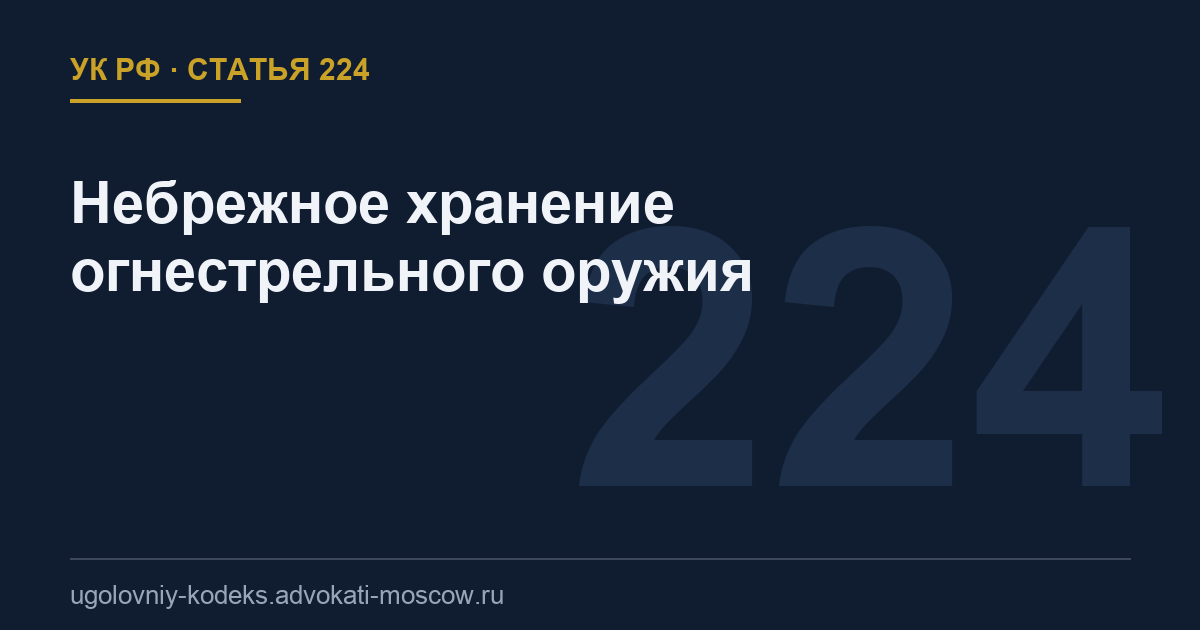 Статья 224 УК РФ: Небрежное хранение огнестрельного оружия