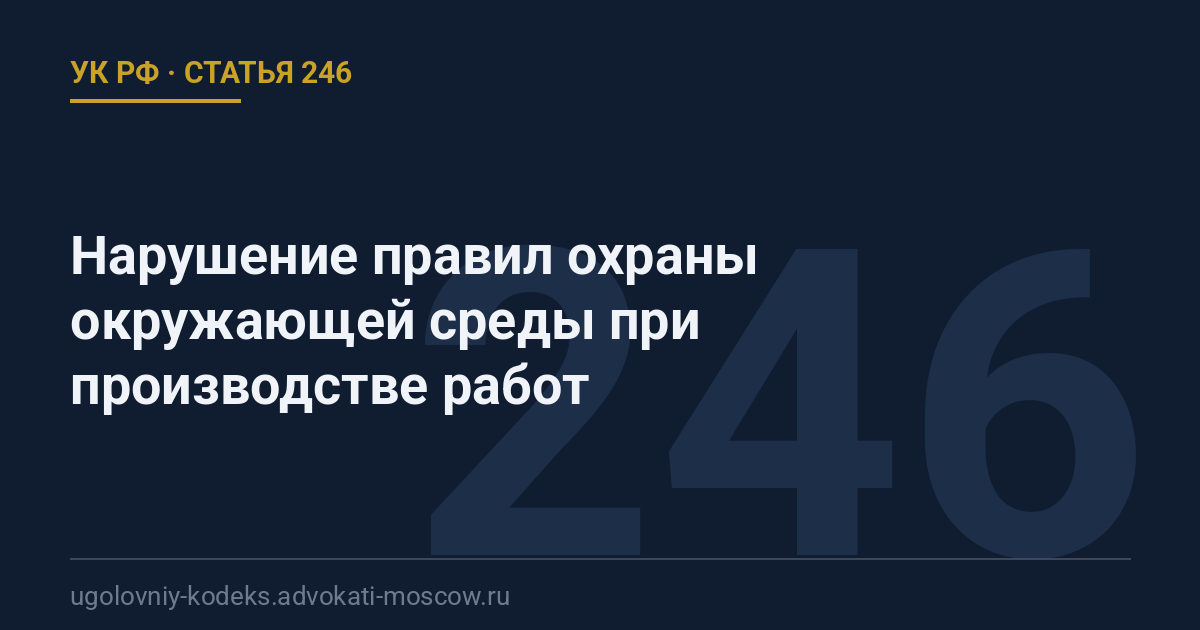 Статья 246 УК РФ: Нарушение правил охраны окружающей среды при производстве работ
