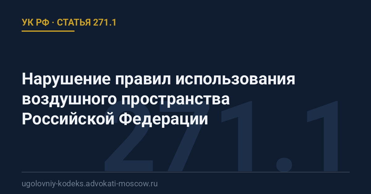Статья 271.1 УК РФ: Нарушение правил использования воздушного пространства Российской Федерации