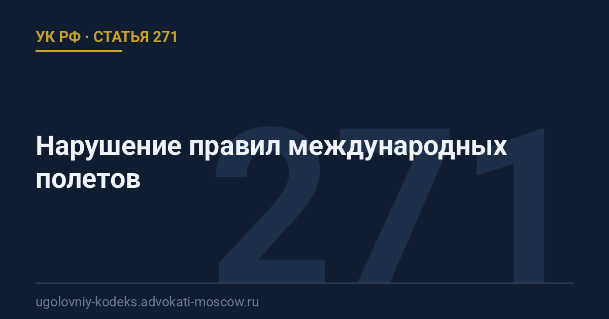 Статья 271 УК РФ: Нарушение правил международных полетов