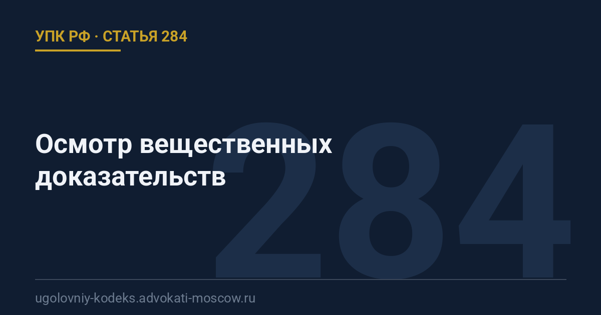 Статья 284 УПК РФ: Осмотр вещественных доказательств