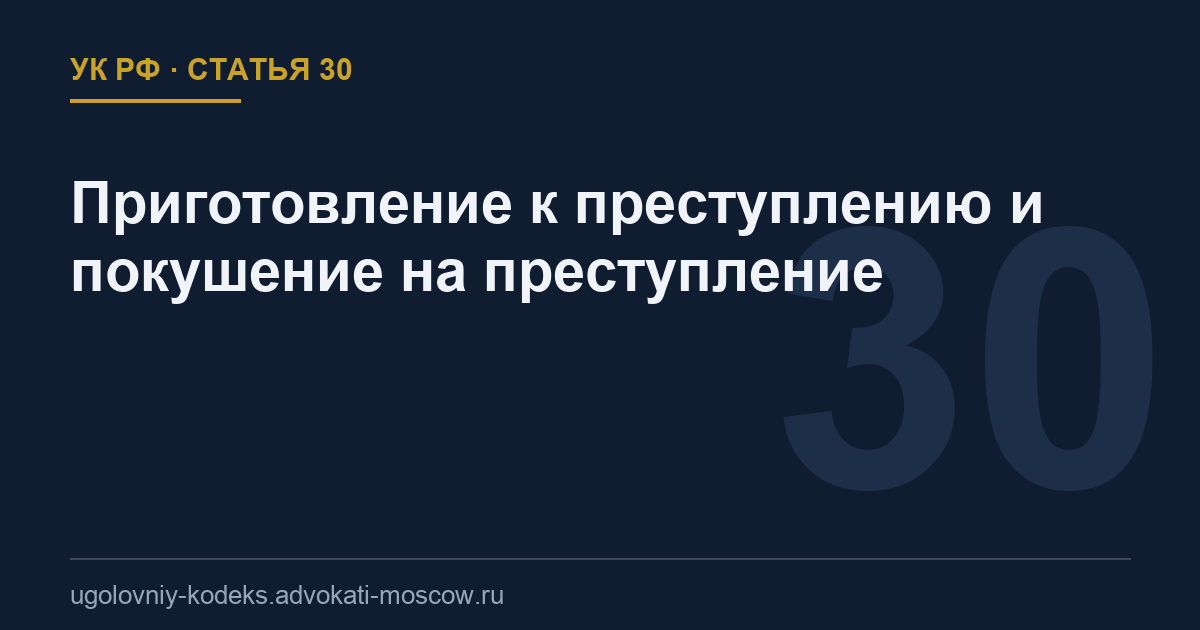 Статья 30 УК РФ: Приготовление к преступлению и покушение на преступление