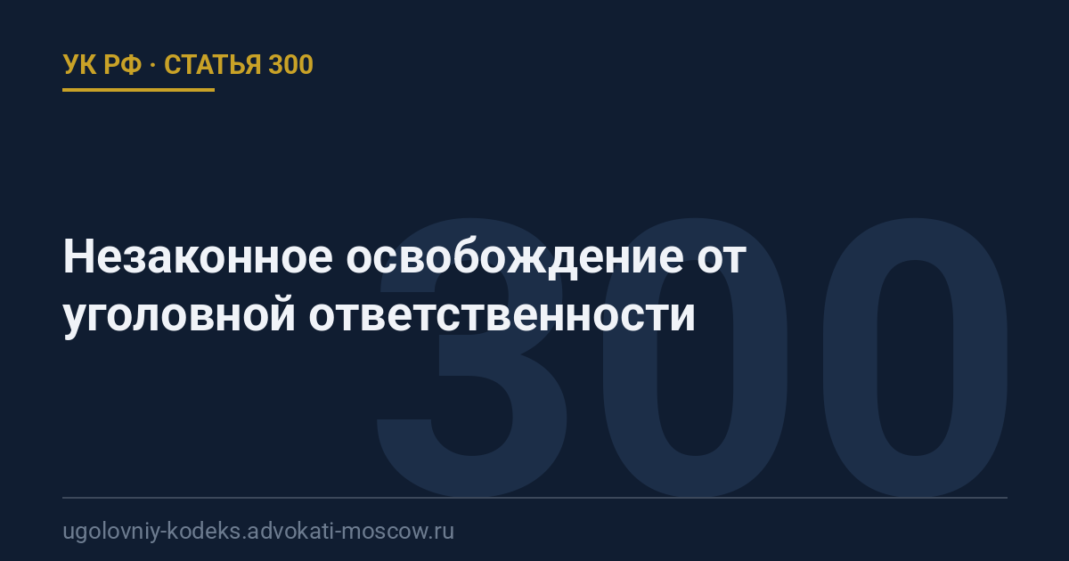 Статья 300 УК РФ: Незаконное освобождение от уголовной ответственности