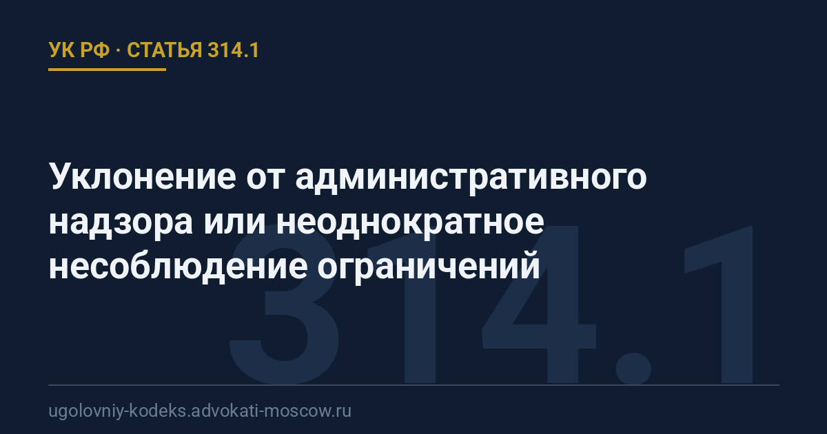 Статья 314.1 УК РФ: Уклонение от административного надзора или неоднократное несоблюдение ограничений