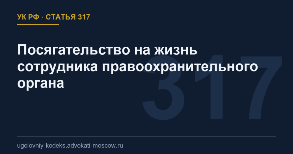 Статья 317 УК РФ: Посягательство на жизнь сотрудника правоохранительного органа