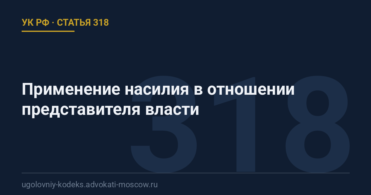 Статья 318 УК РФ: Применение насилия в отношении представителя власти