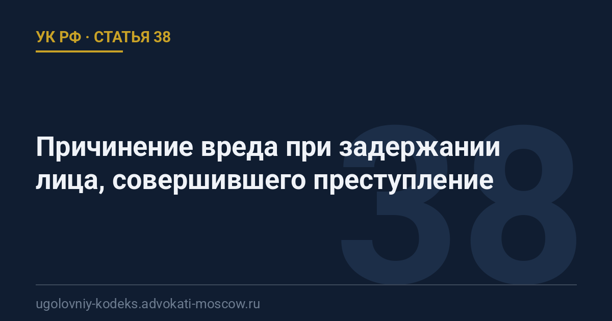 Статья 38 УК РФ: Причинение вреда при задержании лица, совершившего преступление