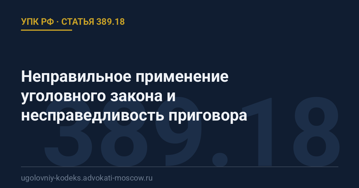 Статья 389.18 УПК РФ: Неправильное применение уголовного закона и несправедливость приговора