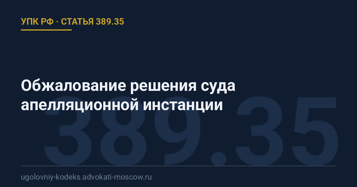 Статья 389.35 УПК РФ: Обжалование решения суда апелляционной инстанции