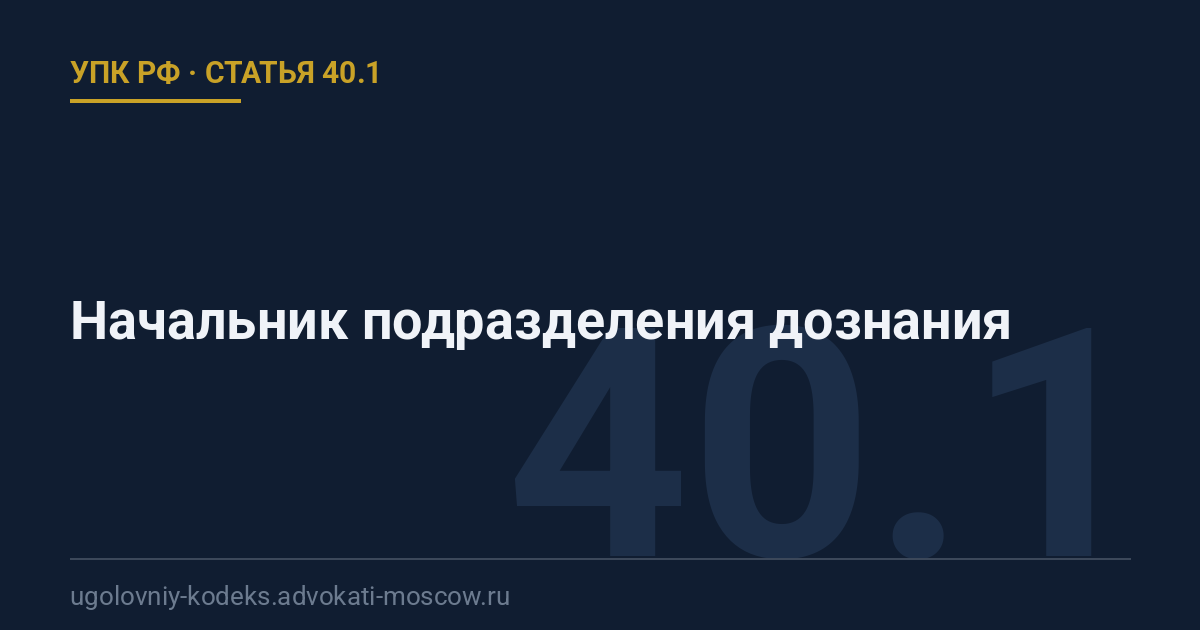 Статья 40.1 УПК РФ: Начальник подразделения дознания