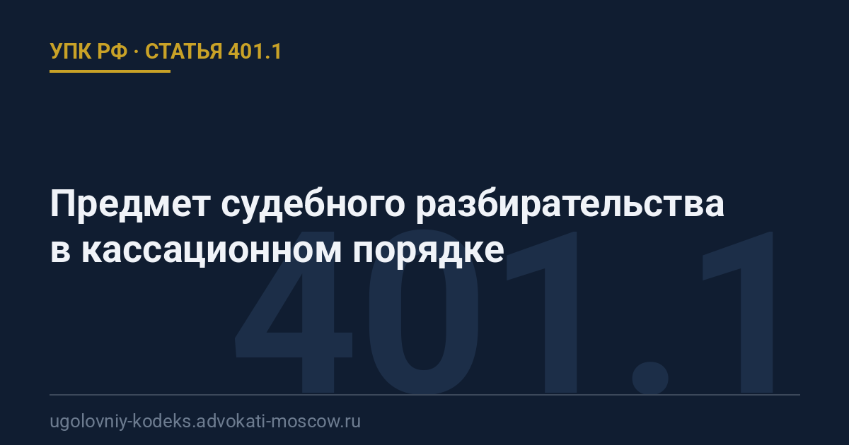 Статья 401.1 УПК РФ: Предмет судебного разбирательства в кассационном порядке