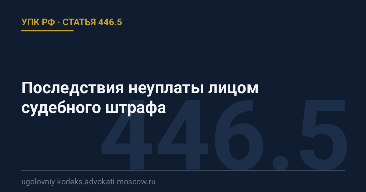 Статья 446.5 УПК РФ: Последствия неуплаты лицом судебного штрафа
