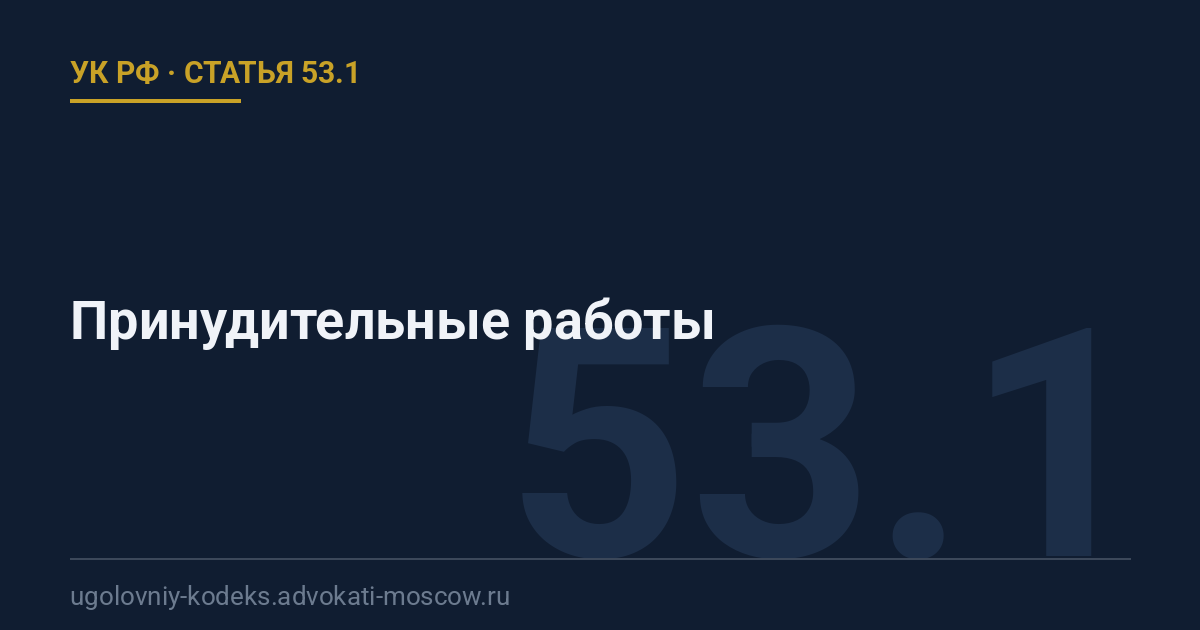 Статья 53.1 УК РФ: Принудительные работы