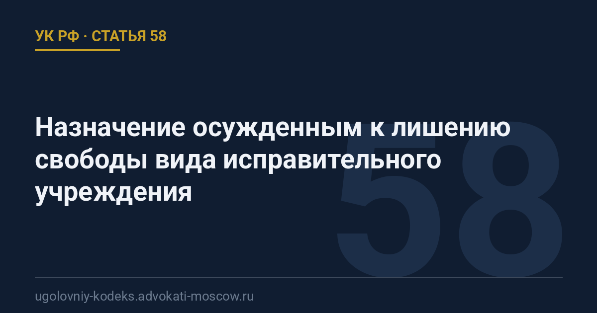 Статья 58 УК РФ: Назначение осужденным к лишению свободы вида исправительного учреждения
