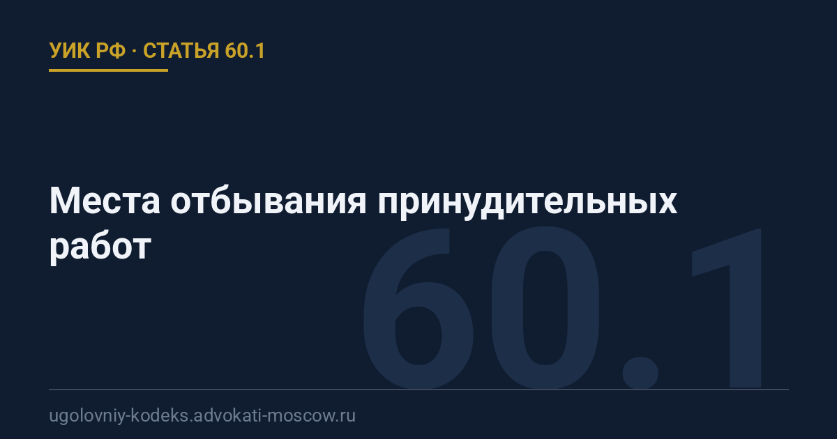 Статья 60.1 УИК РФ: Места отбывания принудительных работ