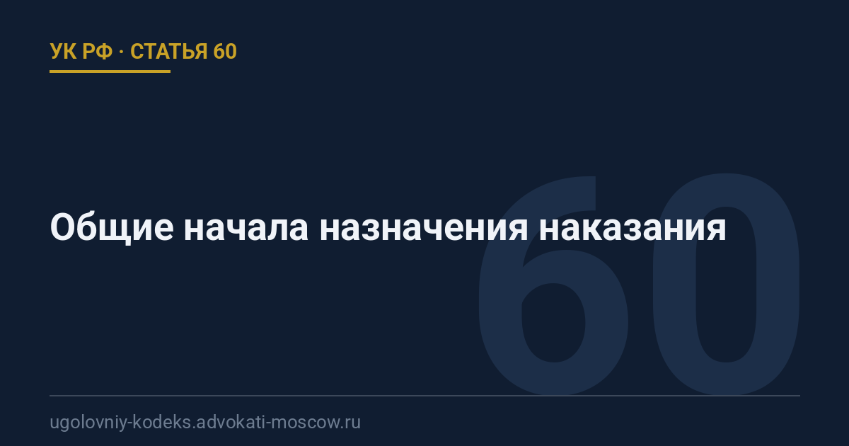 Статья 60 УК РФ: Общие начала назначения наказания