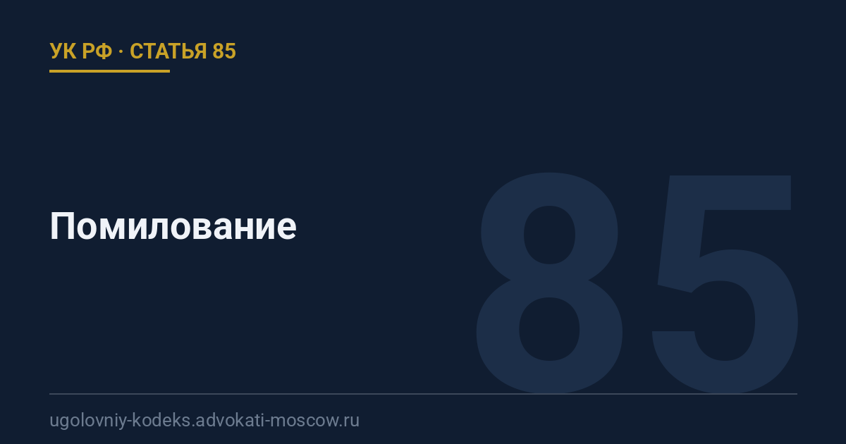 Статья 85 УК РФ: Помилование