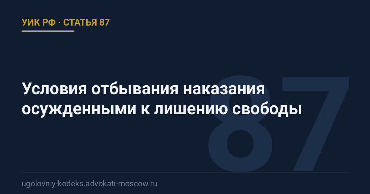 Статья 87 УИК РФ: Условия отбывания наказания осужденными к лишению свободы