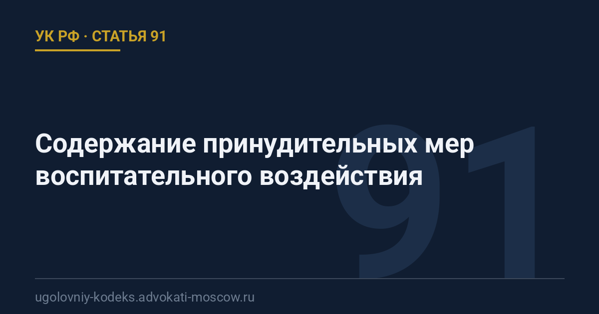 Статья 91 УК РФ: Содержание принудительных мер воспитательного воздействия